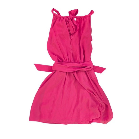 Sezane NWT Nohola Mini Dress Rose Pink Halter Ruffle Tie Back Belted- Size 4 - Picture 3 of 8